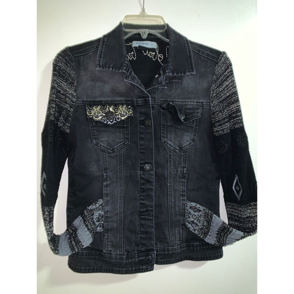 black and gold denim jacket